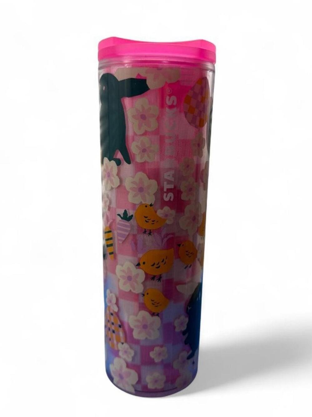 Starbucks Spring 2023 Easter Pink Bunny Floral Garden 16oz bottle tumbler NWT